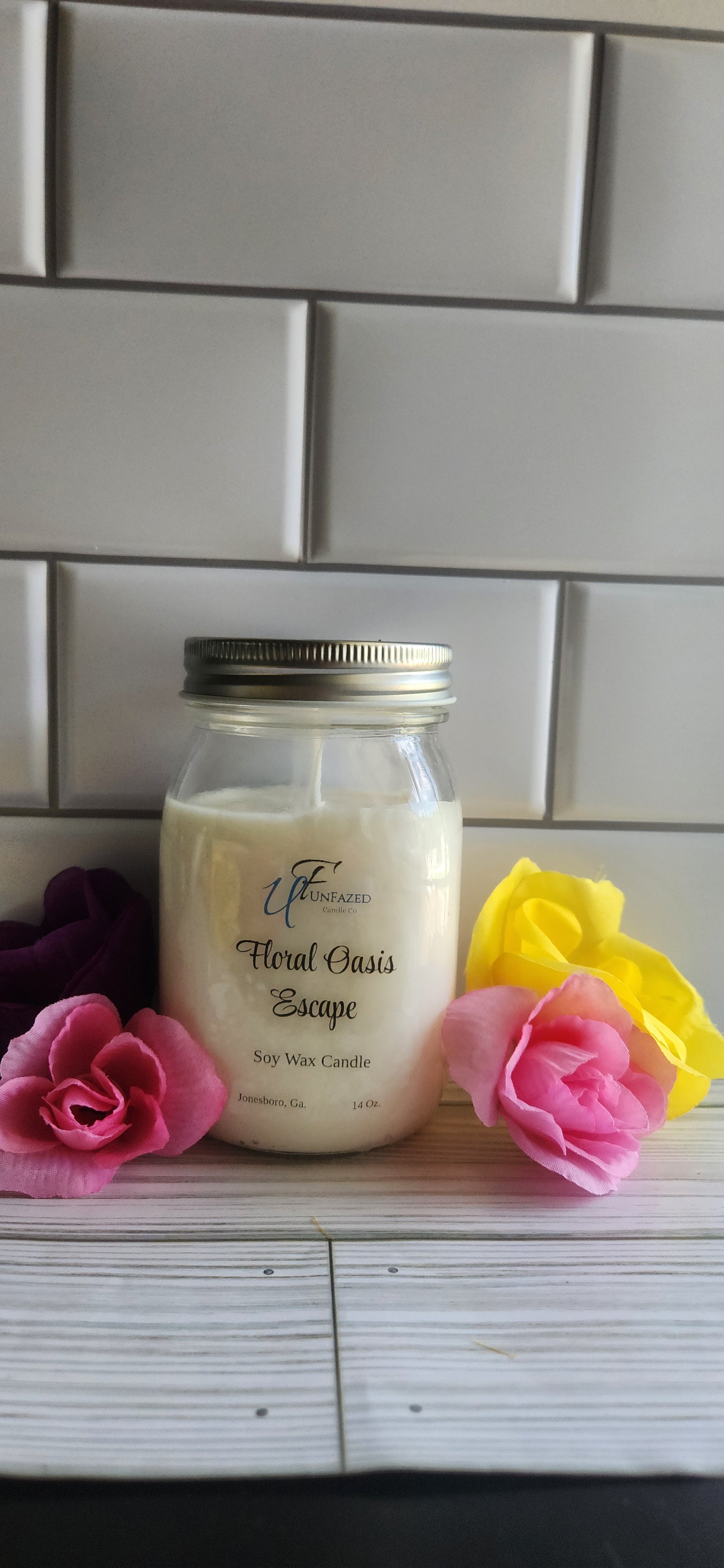 Floral Oasis Escape Mason Jar Candle